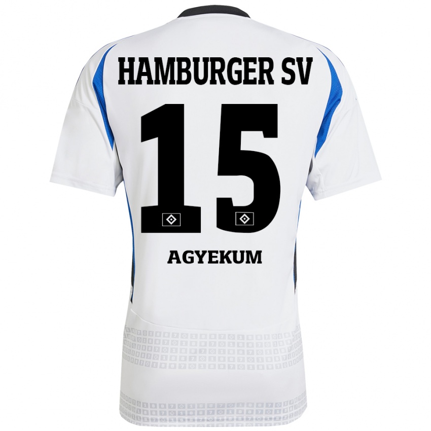 Kinder Joel Agyekum #15 Weiß Blau Heimtrikot Trikot 2024/25 T-Shirt