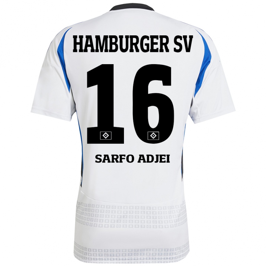 Kinder Maximilian Sarfo-Adjei #16 Weiß Blau Heimtrikot Trikot 2024/25 T-Shirt