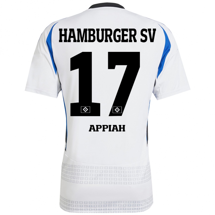 Kinder Emmanuel Appiah #17 Weiß Blau Heimtrikot Trikot 2024/25 T-Shirt