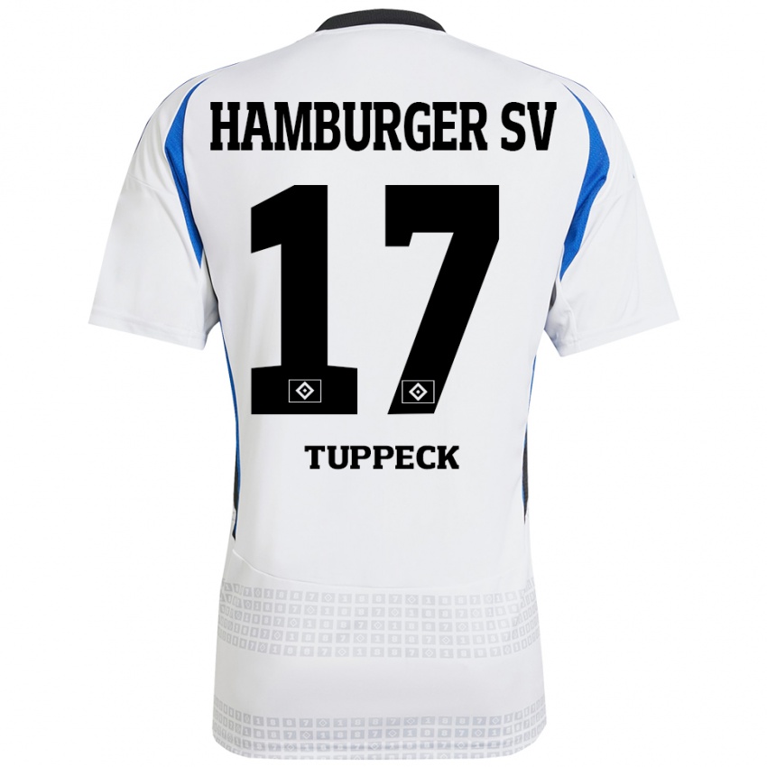 Kinder Niklas Tuppeck #17 Weiß Blau Heimtrikot Trikot 2024/25 T-Shirt