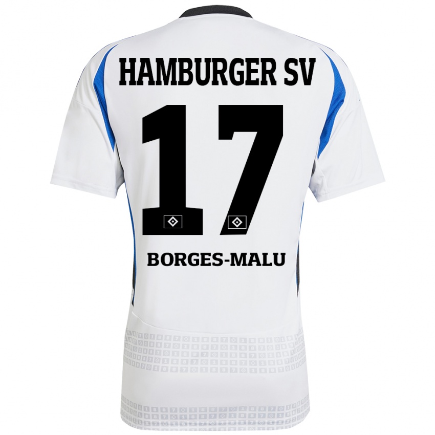 Kinder Louis Borges-Malu #17 Weiß Blau Heimtrikot Trikot 2024/25 T-Shirt