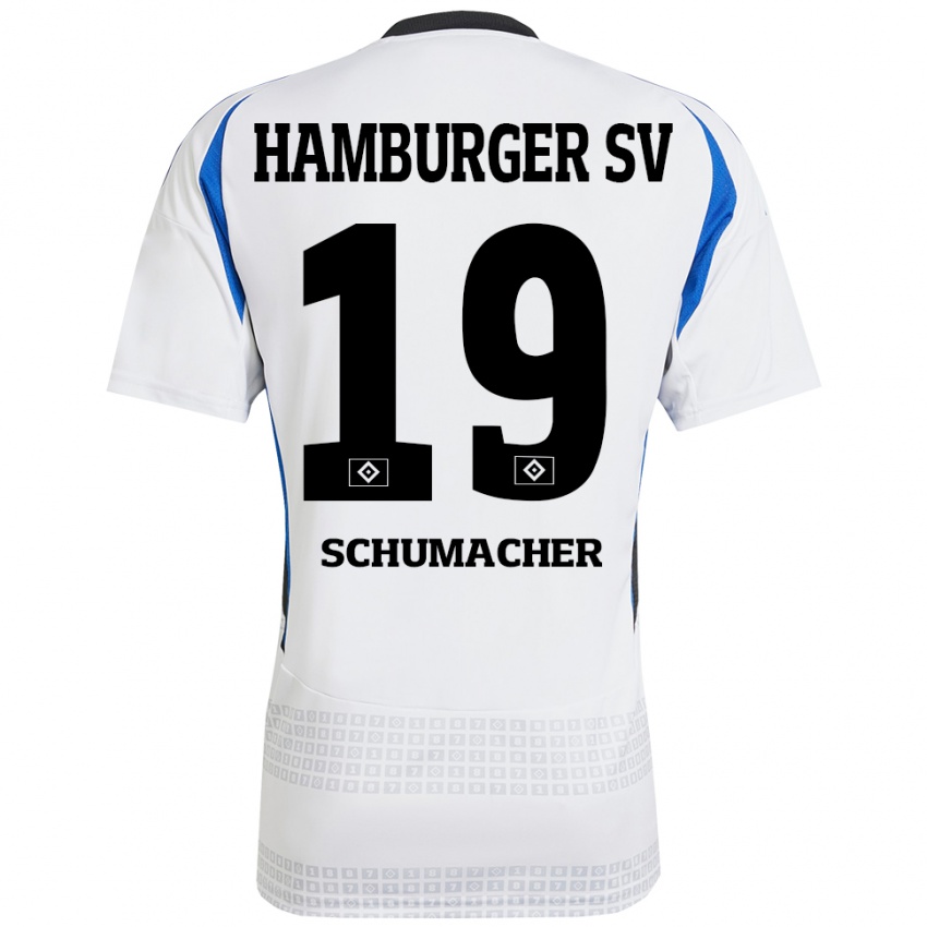 Kinder Lukas Schumacher #19 Weiß Blau Heimtrikot Trikot 2024/25 T-Shirt