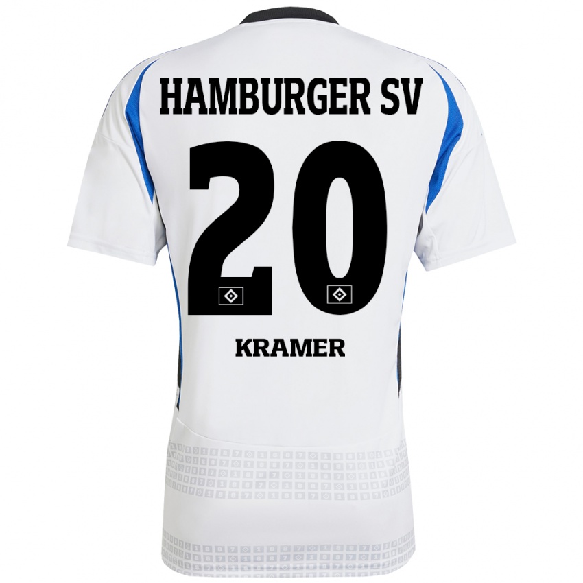 Kinder Timon Kramer #20 Weiß Blau Heimtrikot Trikot 2024/25 T-Shirt