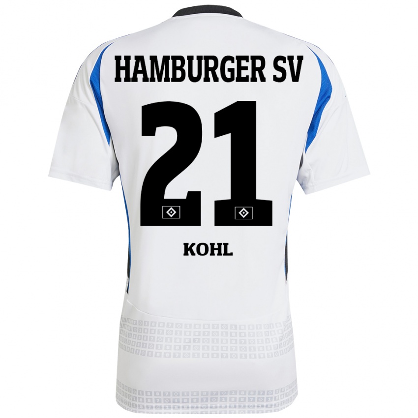 Kinder Ohene Köhl #21 Weiß Blau Heimtrikot Trikot 2024/25 T-Shirt