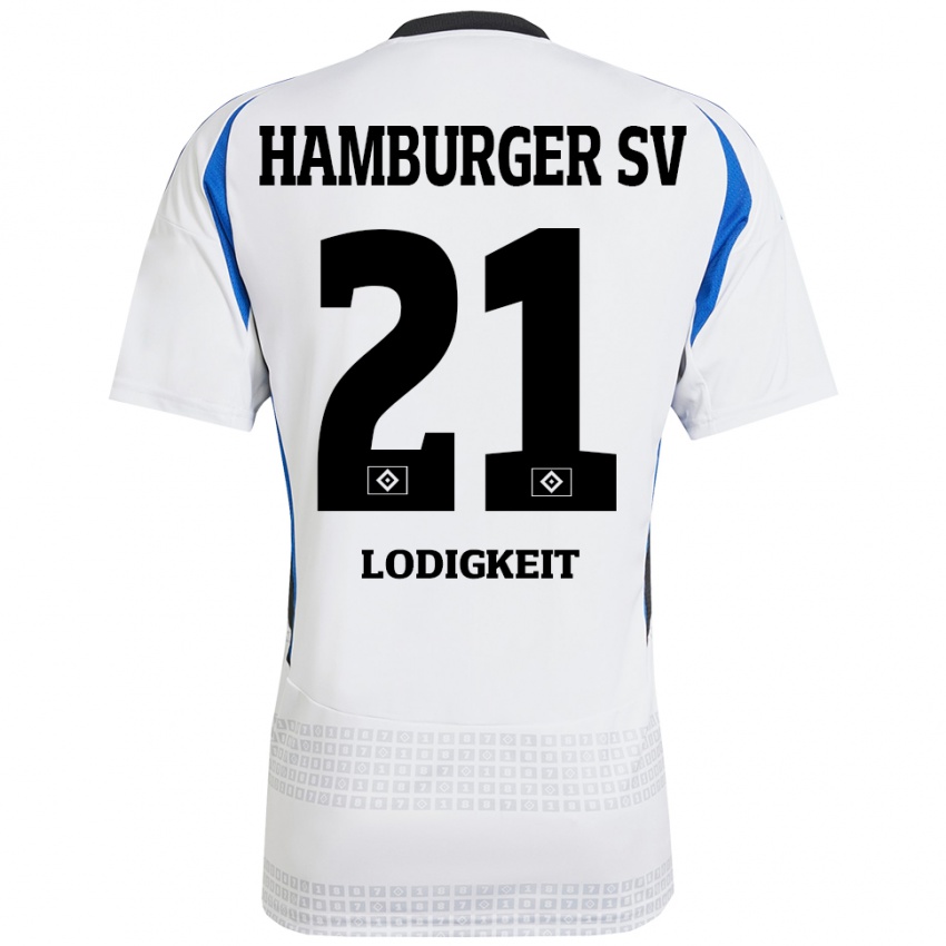 Kinder Luis Lodigkeit #21 Weiß Blau Heimtrikot Trikot 2024/25 T-Shirt