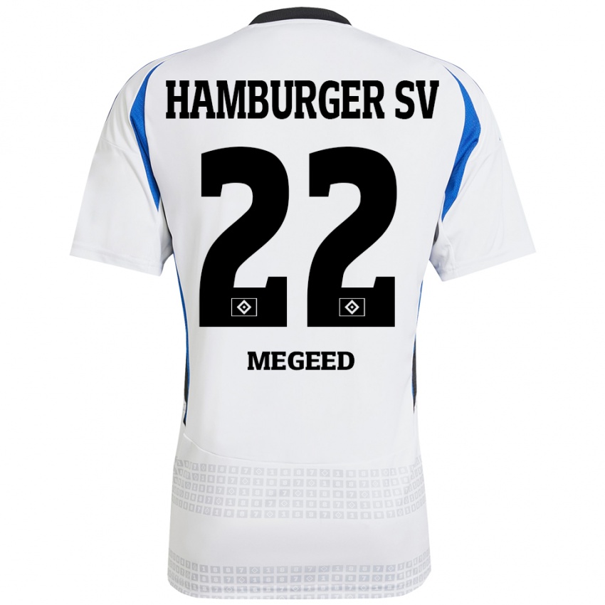 Kinder Omar Megeed #22 Weiß Blau Heimtrikot Trikot 2024/25 T-Shirt