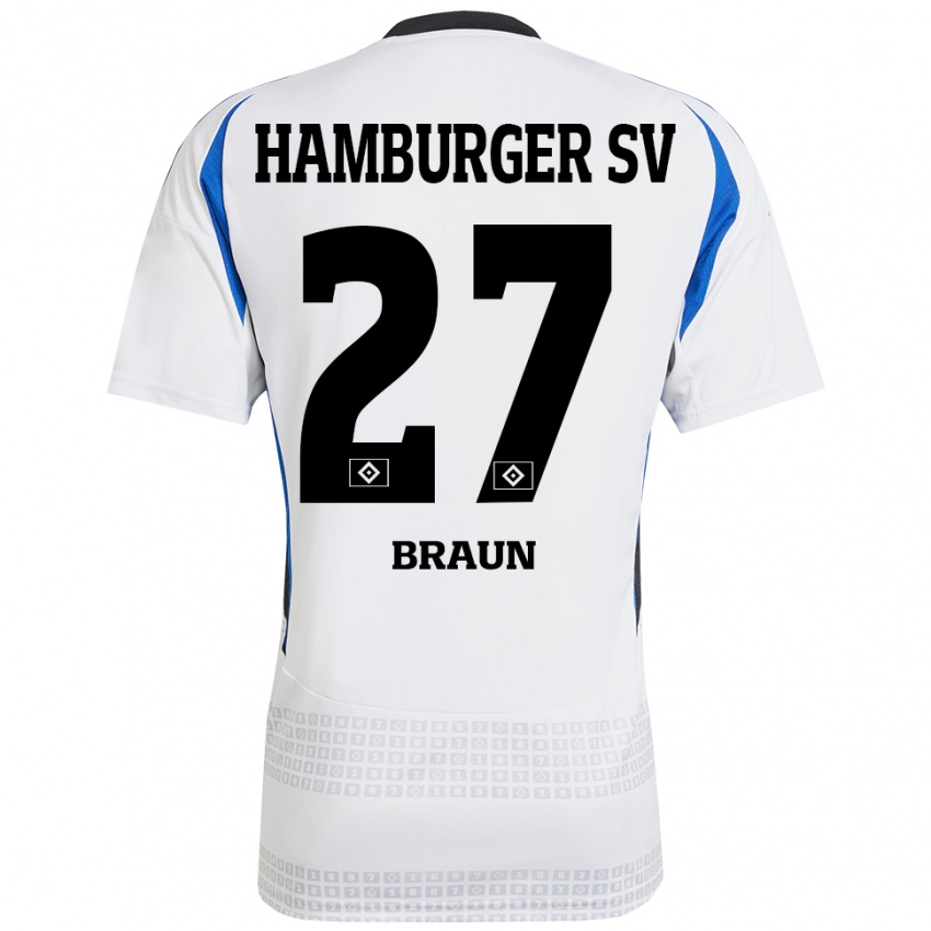 Kinder Elias Braun #27 Weiß Blau Heimtrikot Trikot 2024/25 T-Shirt