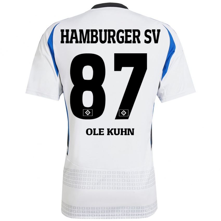 Kinder Niklas Ole Kühn #87 Weiß Blau Heimtrikot Trikot 2024/25 T-Shirt