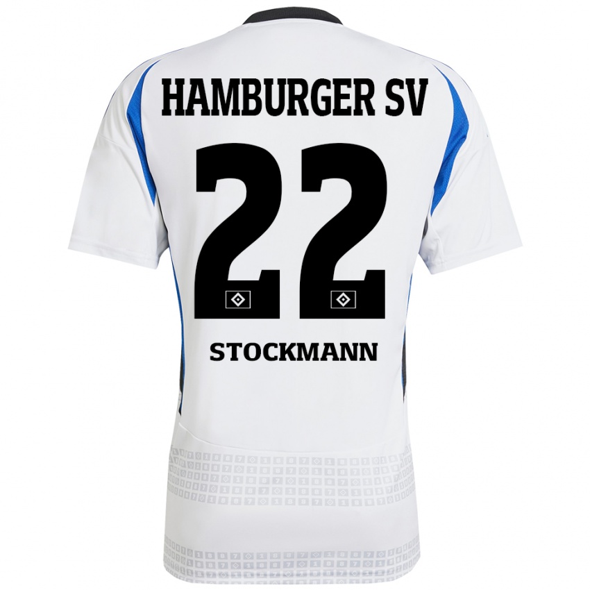 Kinder Sarah Stöckmann #22 Weiß Blau Heimtrikot Trikot 2024/25 T-Shirt