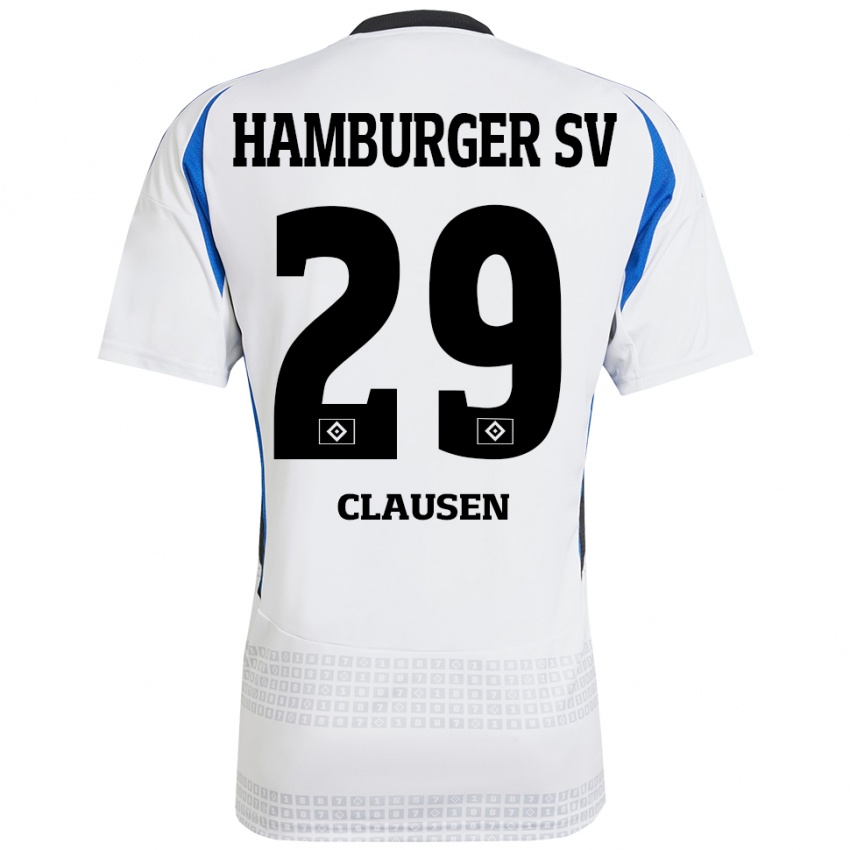 Kinder Lina Clausen #29 Weiß Blau Heimtrikot Trikot 2024/25 T-Shirt