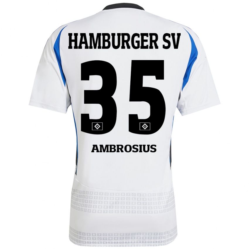 Kinder Stephan Ambrosius #35 Weiß Blau Heimtrikot Trikot 2024/25 T-Shirt