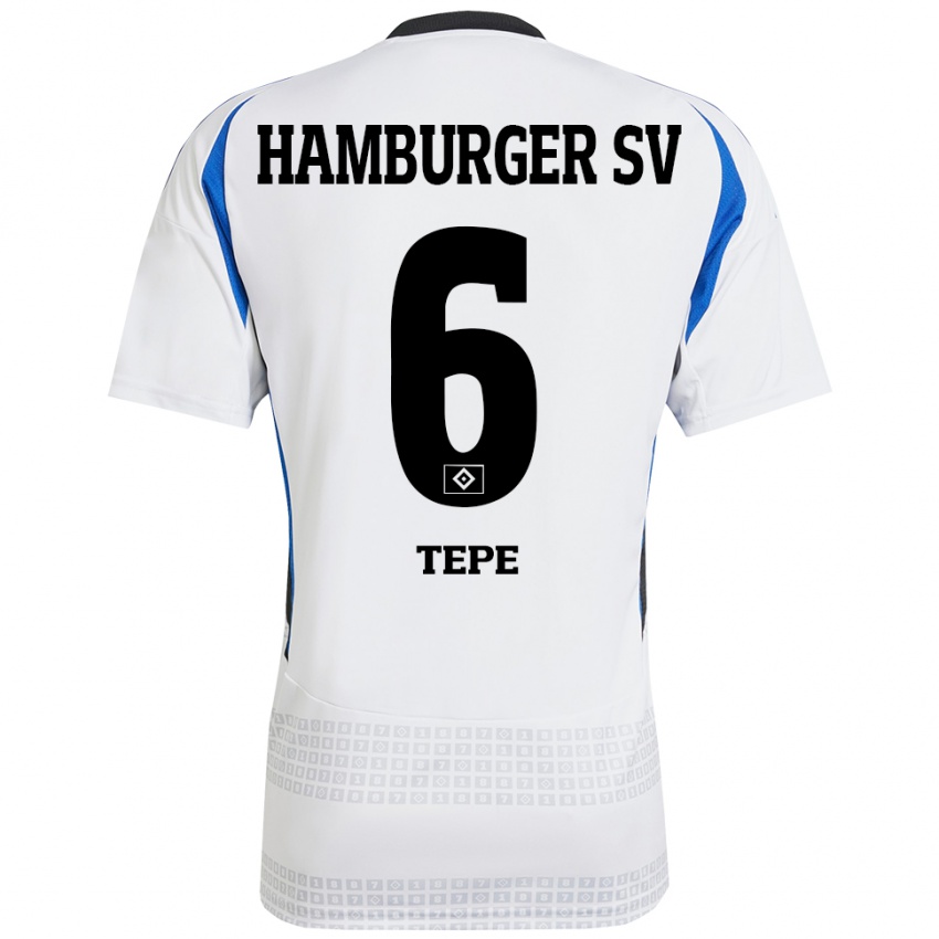 Kinder Niklas Tepe #6 Weiß Blau Heimtrikot Trikot 2024/25 T-Shirt