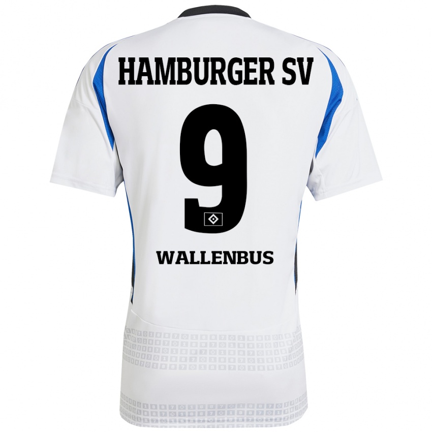 Kinder Noah Wallenßus #9 Weiß Blau Heimtrikot Trikot 2024/25 T-Shirt