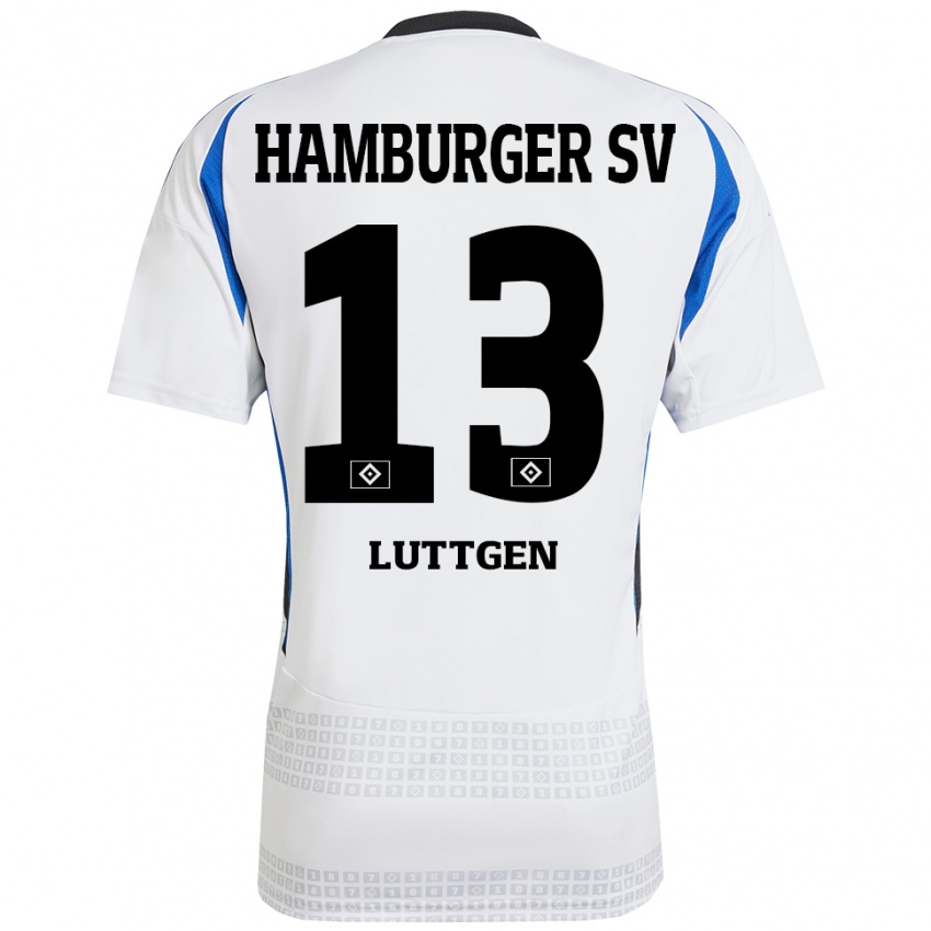 Kinder Lasse Lüttgen #13 Weiß Blau Heimtrikot Trikot 2024/25 T-Shirt