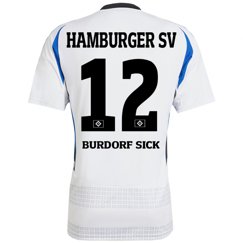 Kinder Emma Burdorf-Sick #12 Weiß Blau Heimtrikot Trikot 2024/25 T-Shirt