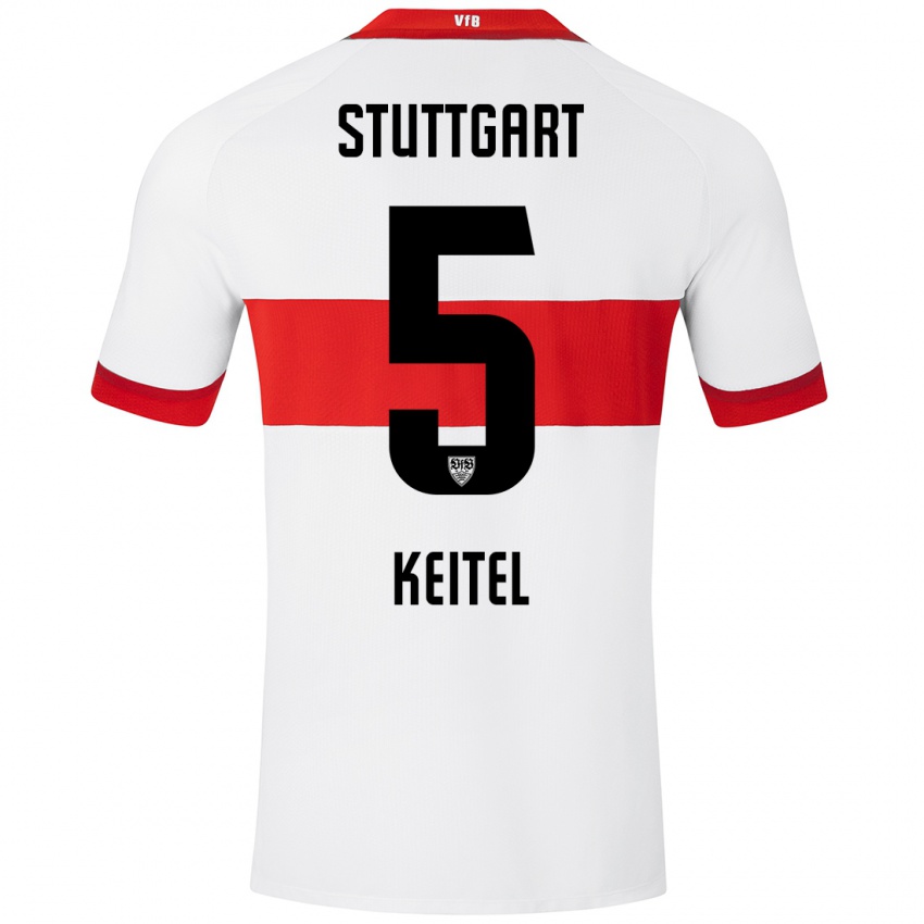 Kinder Yannik Keitel #5 Weiß Rot Heimtrikot Trikot 2024/25 T-Shirt