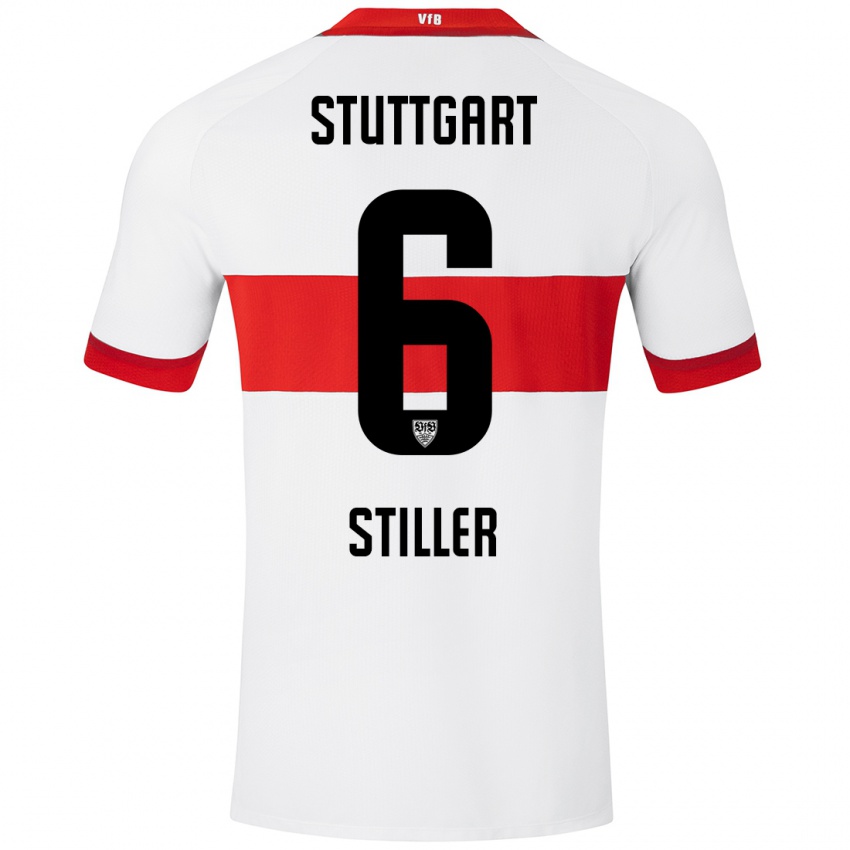 Kinder Angelo Stiller #6 Weiß Rot Heimtrikot Trikot 2024/25 T-Shirt