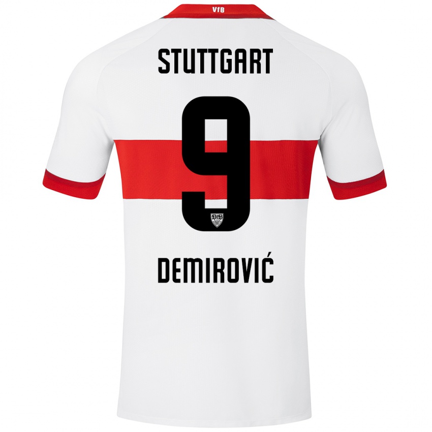 Kinder Ermedin Demirovic #9 Weiß Rot Heimtrikot Trikot 2024/25 T-Shirt