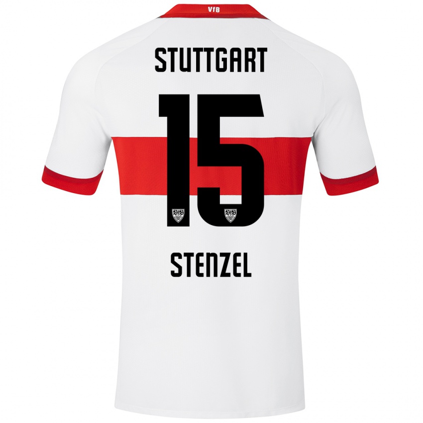 Kinder Pascal Stenzel #15 Weiß Rot Heimtrikot Trikot 2024/25 T-Shirt