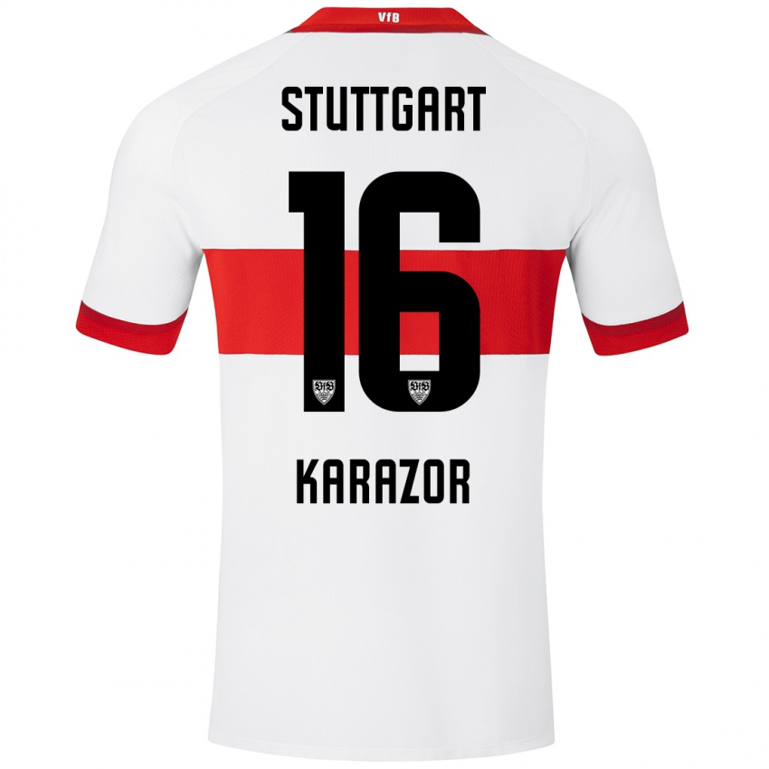 Kinder Atakan Karazor #16 Weiß Rot Heimtrikot Trikot 2024/25 T-Shirt