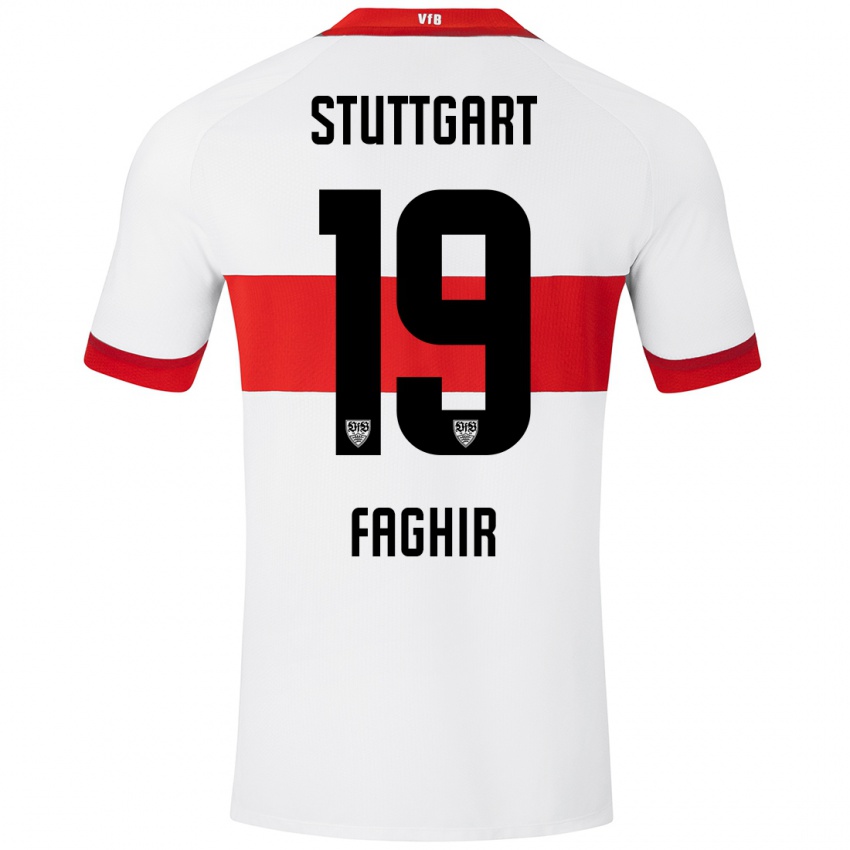 Kinder Wahid Faghir #19 Weiß Rot Heimtrikot Trikot 2024/25 T-Shirt