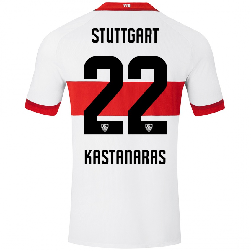 Kinder Thomas Kastanaras #22 Weiß Rot Heimtrikot Trikot 2024/25 T-Shirt