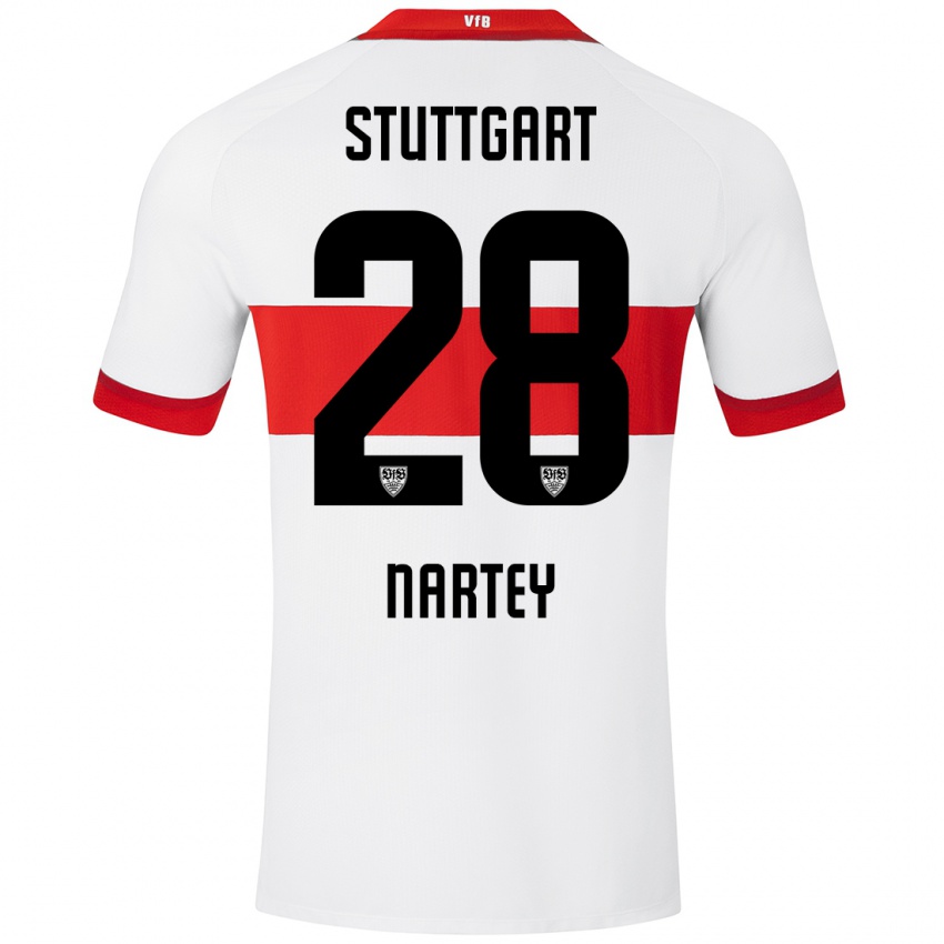 Kinder Nikolas Nartey #28 Weiß Rot Heimtrikot Trikot 2024/25 T-Shirt