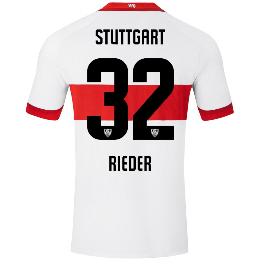 Kinder Fabian Rieder #32 Weiß Rot Heimtrikot Trikot 2024/25 T-Shirt