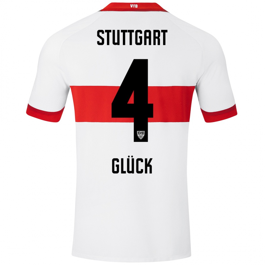 Kinder Michael Glück #4 Weiß Rot Heimtrikot Trikot 2024/25 T-Shirt