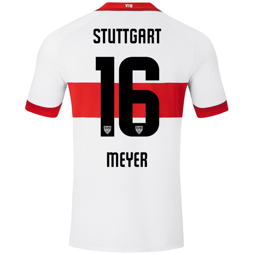 Kinder Jordan Meyer #16 Weiß Rot Heimtrikot Trikot 2024/25 T-Shirt