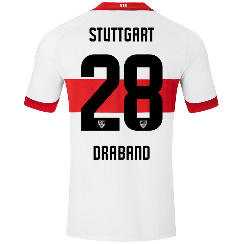 Kinder Dominik Draband #28 Weiß Rot Heimtrikot Trikot 2024/25 T-Shirt