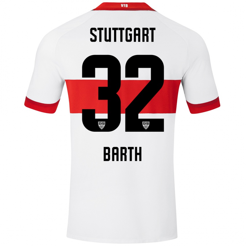 Kinder Tom Barth #32 Weiß Rot Heimtrikot Trikot 2024/25 T-Shirt