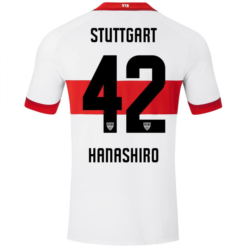 Kinder Rinto Hanashiro #42 Weiß Rot Heimtrikot Trikot 2024/25 T-Shirt