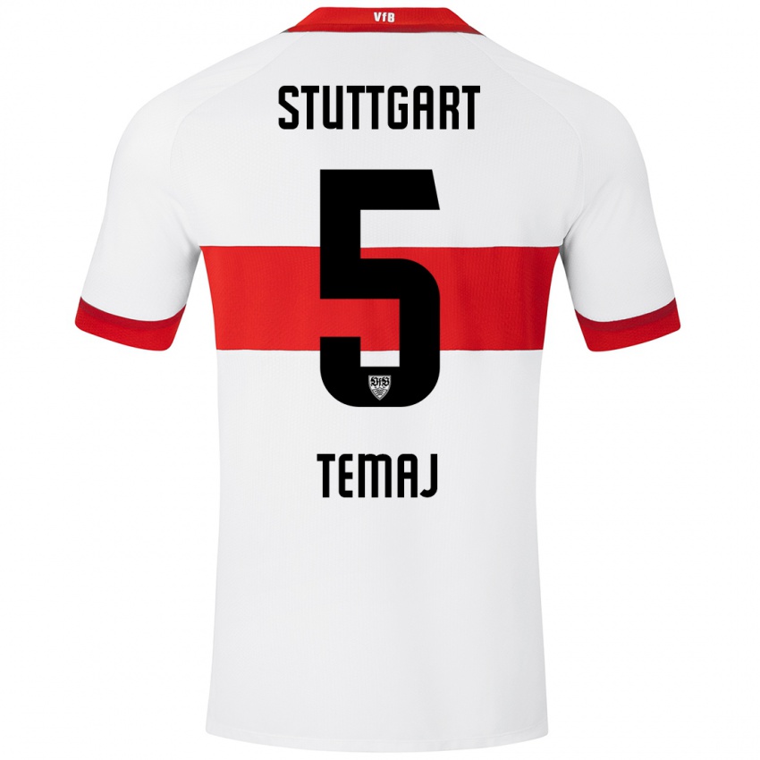 Kinder Laureta Temaj #5 Weiß Rot Heimtrikot Trikot 2024/25 T-Shirt