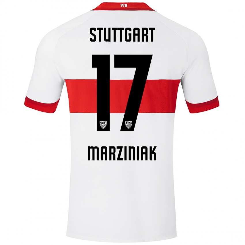 Kinder Chiara Marziniak #17 Weiß Rot Heimtrikot Trikot 2024/25 T-Shirt