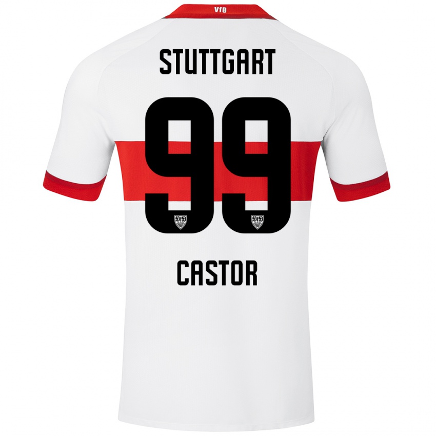 Kinder Gillian Castor #99 Weiß Rot Heimtrikot Trikot 2024/25 T-Shirt