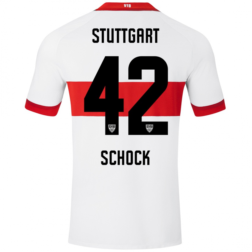 Kinder Florian Schock #42 Weiß Rot Heimtrikot Trikot 2024/25 T-Shirt