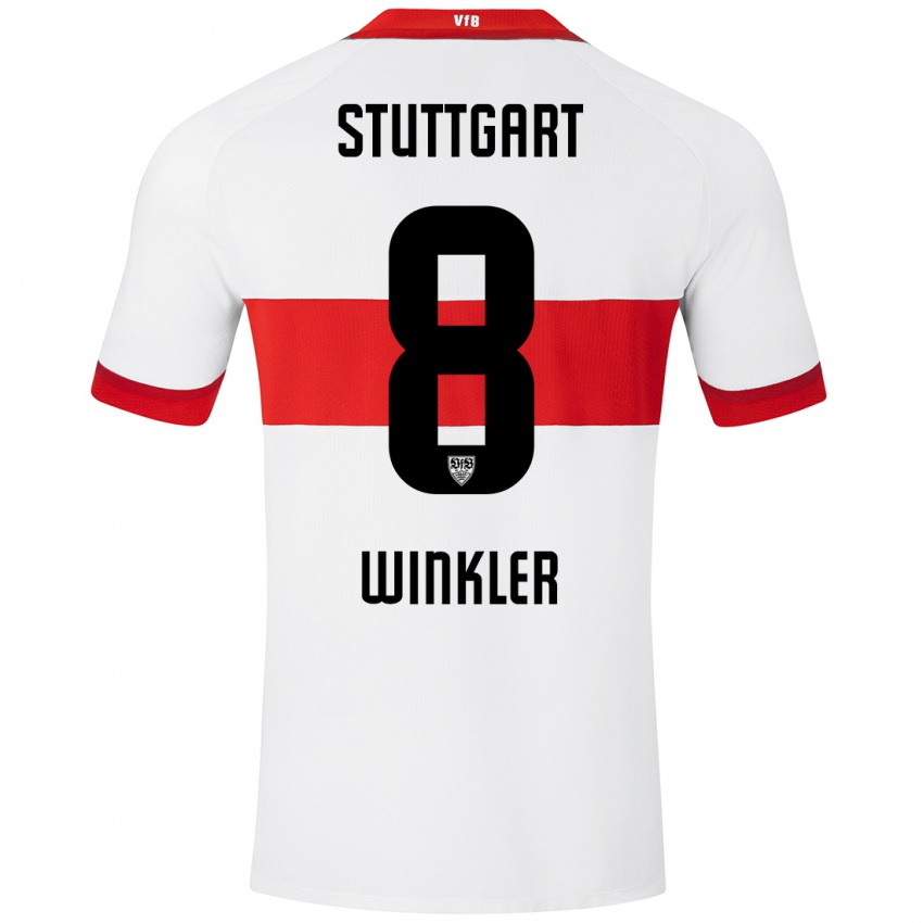 Kinder Nathan Winkler #8 Weiß Rot Heimtrikot Trikot 2024/25 T-Shirt