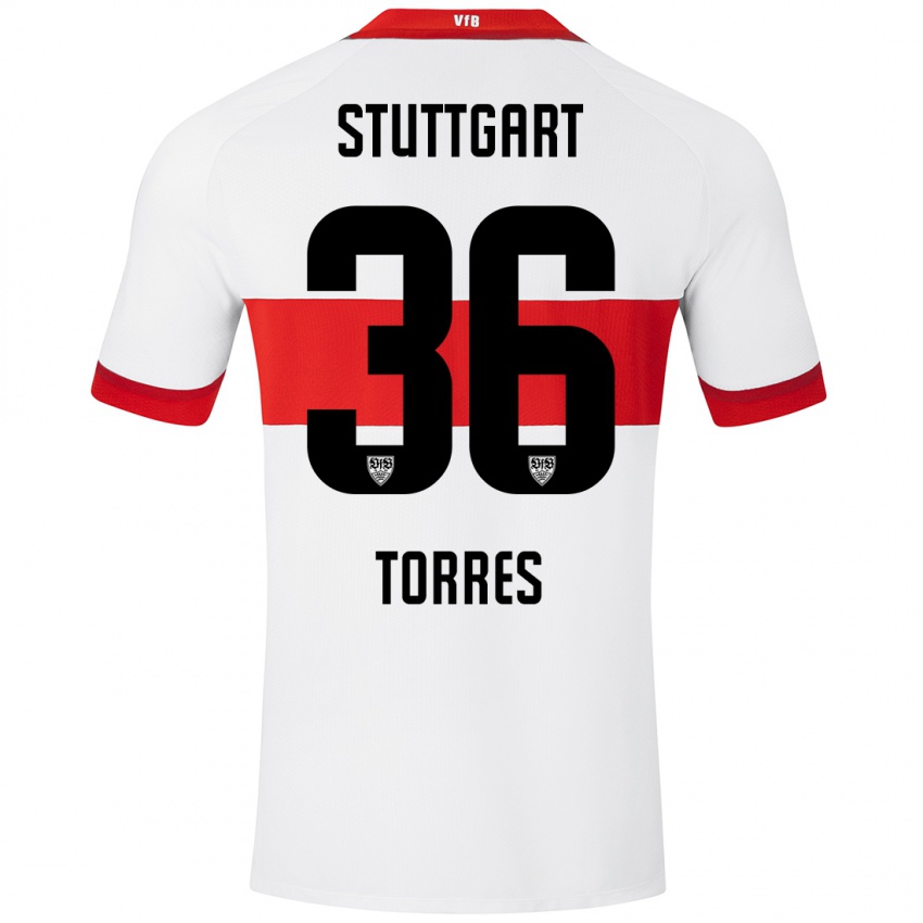 Kinder Yohann Torres #36 Weiß Rot Heimtrikot Trikot 2024/25 T-Shirt