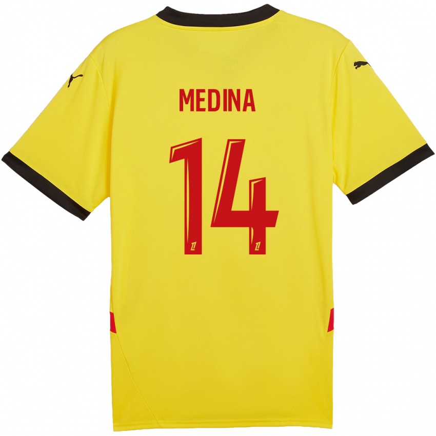 Kinder Facundo Medina #14 Gelb Rot Heimtrikot Trikot 2024/25 T-Shirt