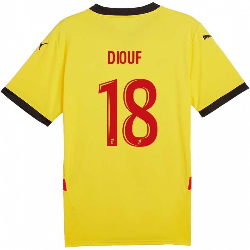 Kinder Andy Diouf #18 Gelb Rot Heimtrikot Trikot 2024/25 T-Shirt