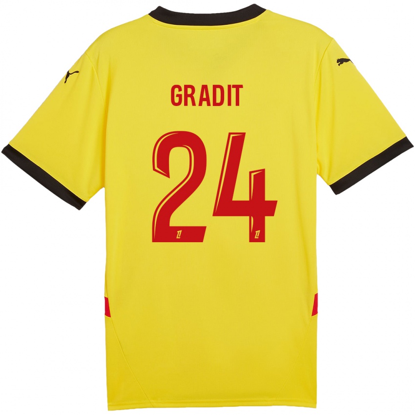 Kinder Jonathan Gradit #24 Gelb Rot Heimtrikot Trikot 2024/25 T-Shirt