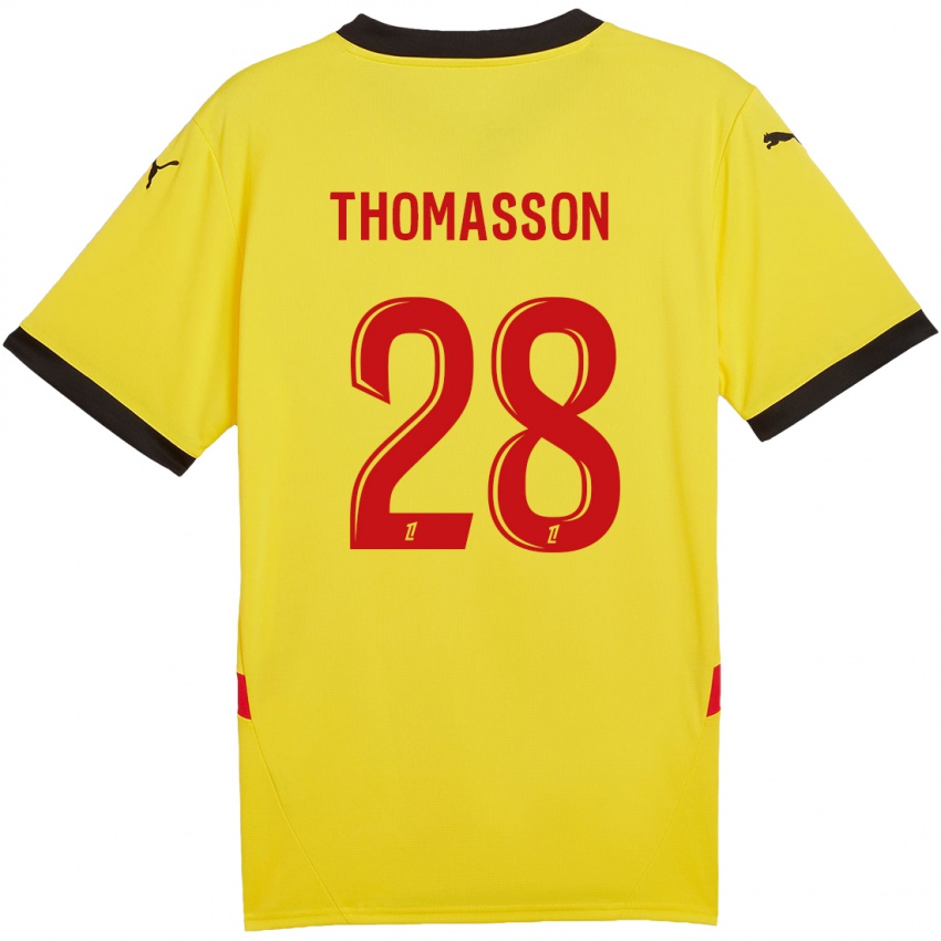 Kinder Adrien Thomasson #28 Gelb Rot Heimtrikot Trikot 2024/25 T-Shirt