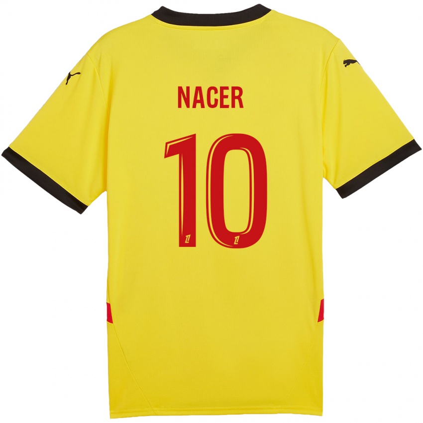 Kinder Myriem Nacer #10 Gelb Rot Heimtrikot Trikot 2024/25 T-Shirt