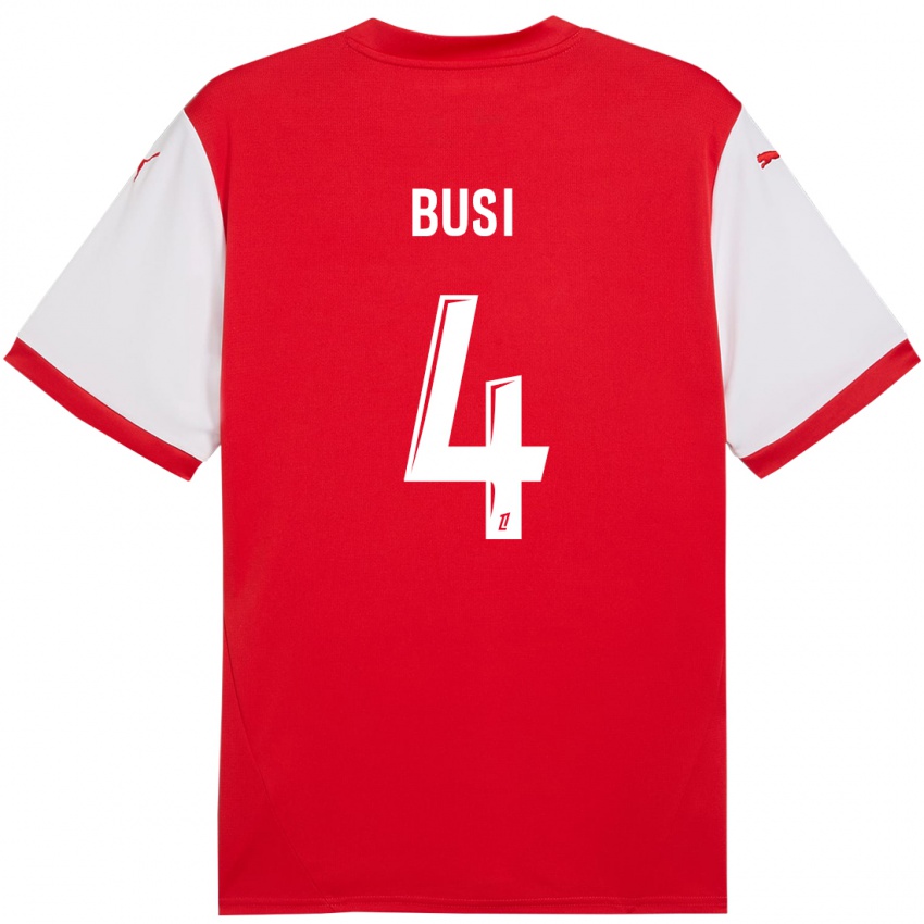 Kinder Maxime Busi #4 Rot Weiß Heimtrikot Trikot 2024/25 T-Shirt