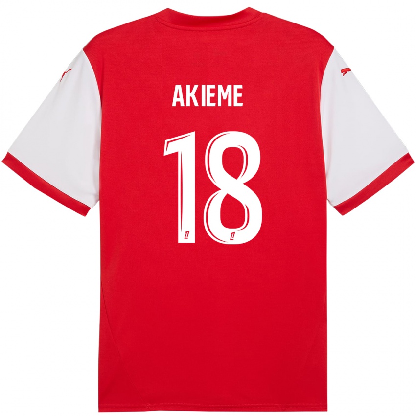 Kinder Sergio Akieme #18 Rot Weiß Heimtrikot Trikot 2024/25 T-Shirt