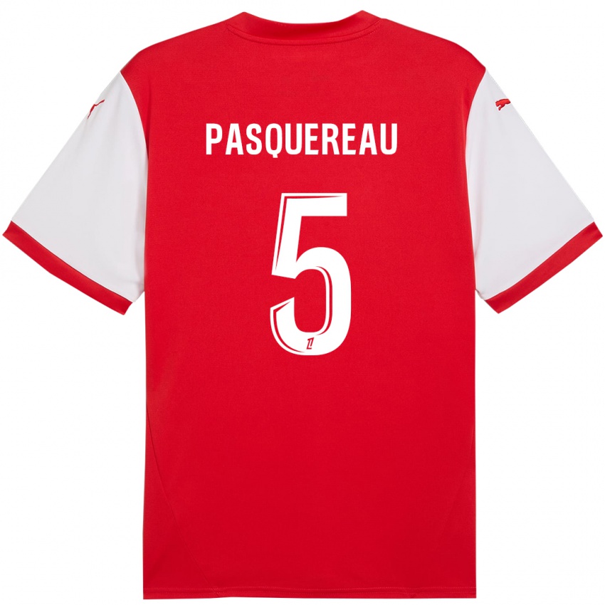 Kinder Julie Pasquereau #5 Rot Weiß Heimtrikot Trikot 2024/25 T-Shirt