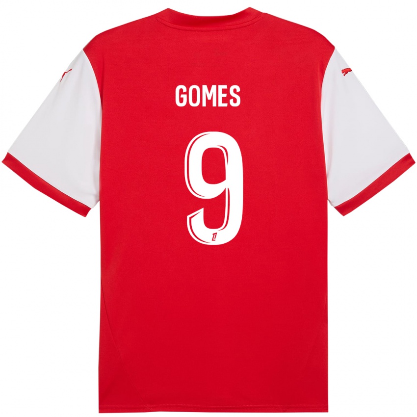 Kinder Mélissa Gomes #9 Rot Weiß Heimtrikot Trikot 2024/25 T-Shirt