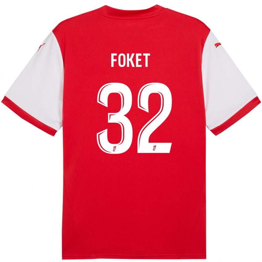 Kinder Thomas Foket #32 Rot Weiß Heimtrikot Trikot 2024/25 T-Shirt