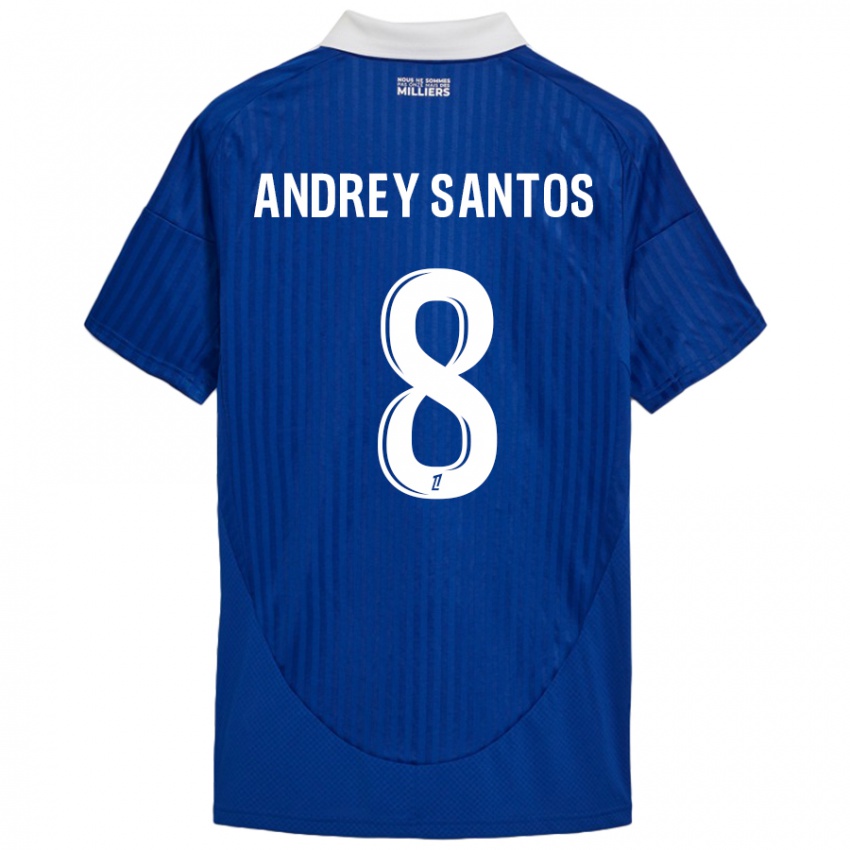 Kinder Andrey Santos #8 Blau Weiß Heimtrikot Trikot 2024/25 T-Shirt